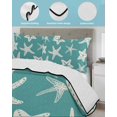 thumbnail image 4 of Quilts Queen Size Bedding Set, Turquoise Starfish Coastal Lightweight Quilted Comforter, Nautical Summer Ocean Abstract Art Soft Bedspread Coverlet with Pillow Covers for All Season, 90" x 96", 4 of 7