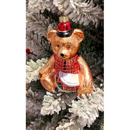 Christmas Glass Ornament - Festive Bear by Wizardi F07M3-16 HB-SY25036