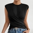 thumbnail image 5 of VBVC Women's Twist Back Cap Sleeve Top , Ladies' Crew Neck Fitted Wrap Blouse , Casual Summer Dressy Tank Top For Women,Black,XS-XL, 5 of 10