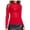 Z-Red617, variant on JIAYUE Women's T-Shirts Breathable Mesh Long Sleeve Mock Neck Fitted Solid Color Slim Fit Tee Summer Leisure Female Tops