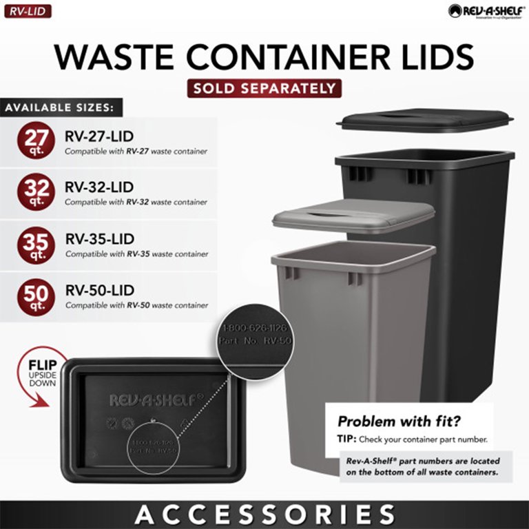 Rev-A-Shelf Polymer Replacement 27 Quart Trash Bin Recycle Waste