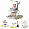 XunKA 6-in-1 Multifunctional Baby Walker, Foldable Push Walker with Musical Activity Station for 6-24 Months,Gray.