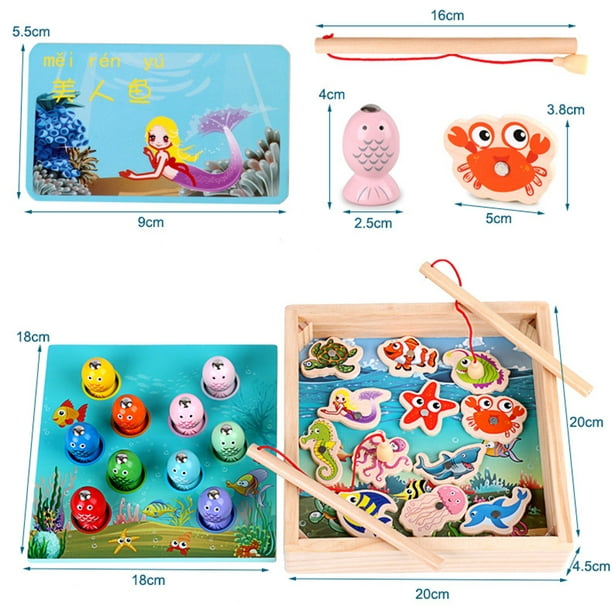 Xuanheng Wooden Fishing Game Toy 3d Fish Toys Wooden Toys Fishing Game For 5 Multicolor 20x20x4.5cm