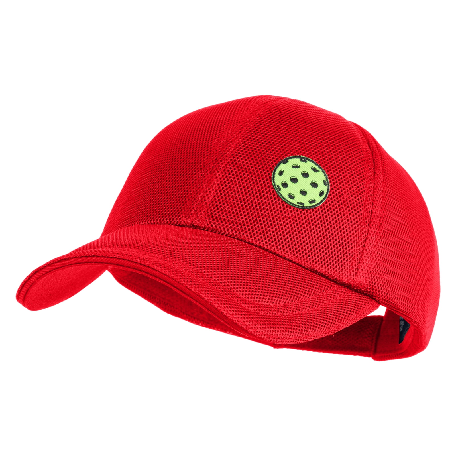 Pickleball Balls Embroidered Iron on Patched Deluxe Performance Mesh Cap - Red OSFM
