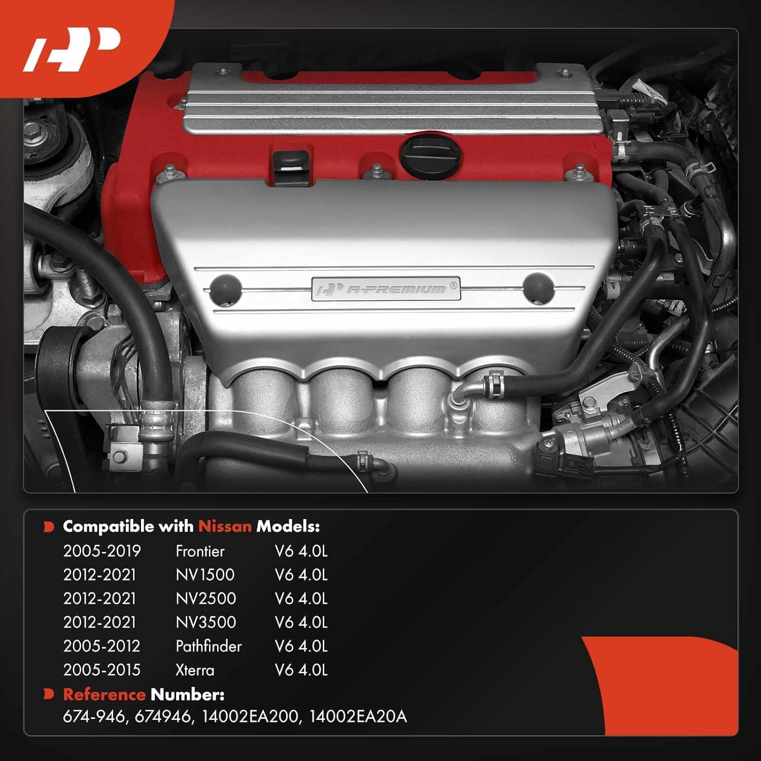 A-Premium Right Exhaust Manifold W/Gasket, Stud & Nuts [DOHC 6Cyl 4.0L] Compatible with Nissan Frontier 2005-2020, Pathfinder 2005-2012, Xterra 2005-2015, NV1500 NV2500 NV3500 2012-2021