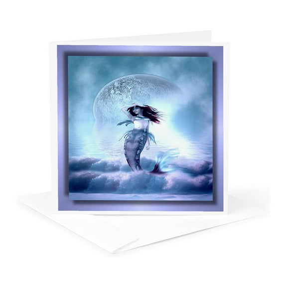 3dRose, The Mermaid and the Moon, 1 Greeting Card with envelope