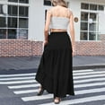 thumbnail image 3 of cocolona Maxi Skirts for Women Summer Casual Elastic Waist Drawstring Side Slit Long Skirts Beach Vacation A Line Flowy Skirts Black XL, 3 of 6