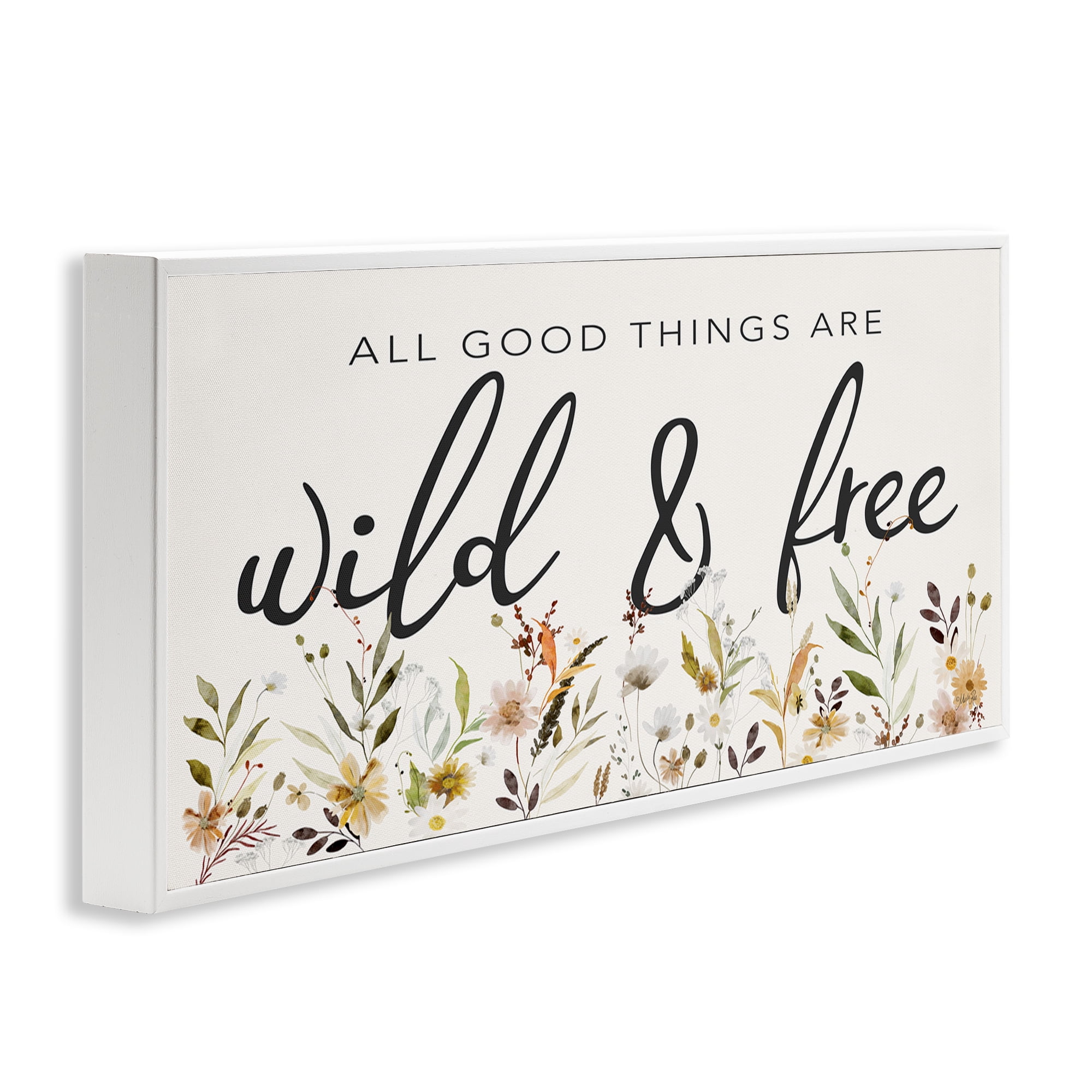 Stupell Industries Wild & Free Sentiment Botanical & Floral Painting White Framed Art Print Wall Art, 24 x 10