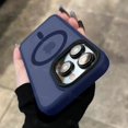 thumbnail image 1 of Magnetic Frosted Matte Armor Phone Case For iPhone 16 15 14 Plus 13 12 11 Pro Max For Magsafe Translucent Shockproof Back Cover blue For iPhone 11 ProMax, 1 of 6