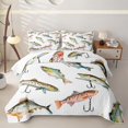 thumbnail image 2 of Feelyou Rustic Lake Fishing Quilt King for Men Boys, Cartoon Farmhouse Animal King Coverlet Set, 3-Piece, 2 of 7