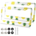 thumbnail image 2 of Coolnut Pineapple License Plate Frames 2 Pack, Waterproof Aluminum Alloy Car Tag Holder 2 Holes License Plate Covers with Screw Caps Auto Accessories, 2 of 7