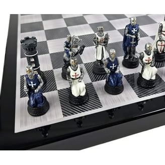 Medieval Times Crusades Red White Maltese Chess Set W/ 18