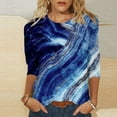 thumbnail image 5 of Blouses pour Femmes T-Shirt Imprimé Manches 3/4 Blouse Col Rond Décontracté, Blouses pour Femmes T-Shirts pour Femmes, Blouses pour Femmes Décontractées, 5 of 5