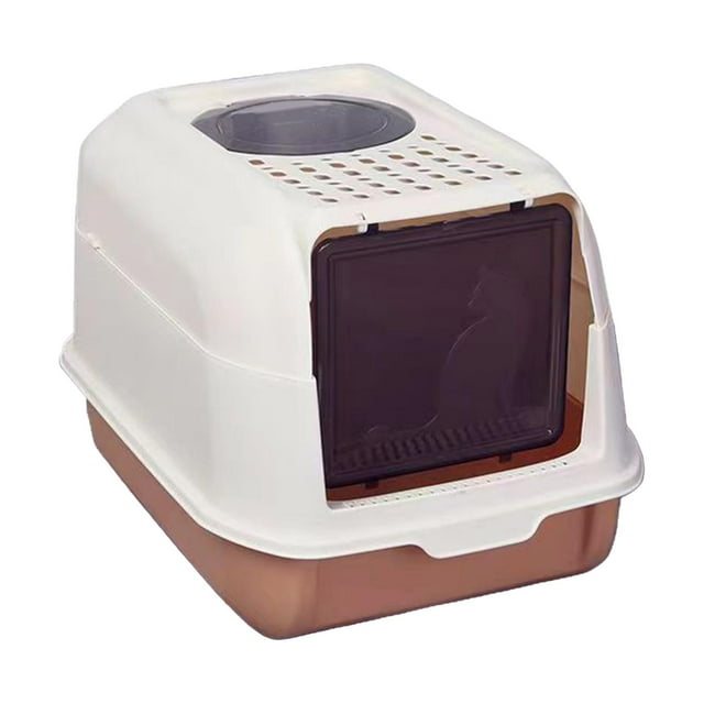 Hooded Cat with Lid Kitty Litter Pan Sturdy Detachable for Indoor Orange