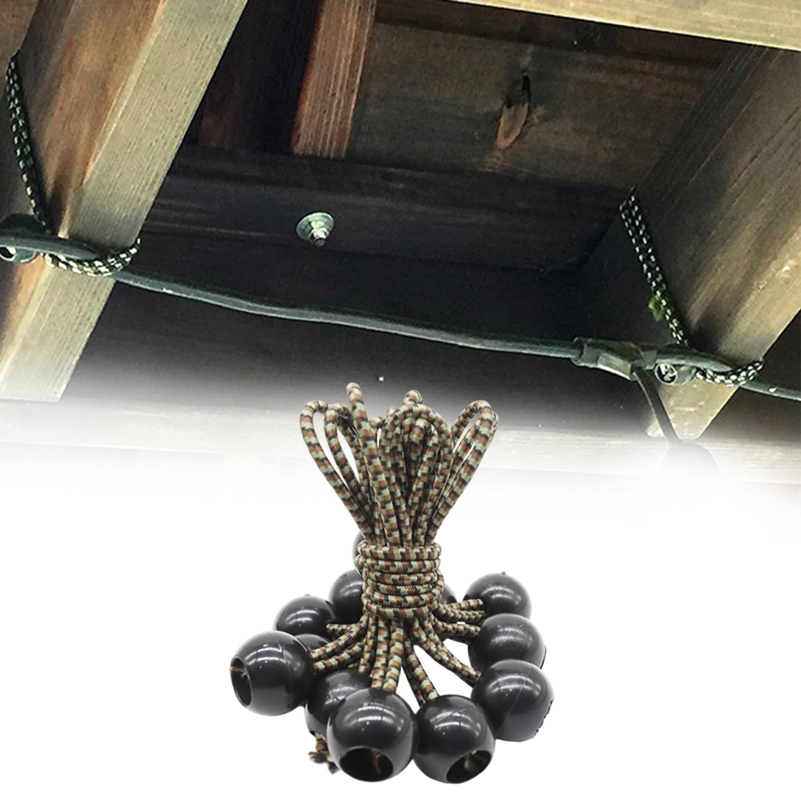 50 Tensores Elásticos Con Bola Para Toldos, Carpas, Cortinas – Negro, Resistentes A Rayos UV, Se Estiran Hasta 25 Cm