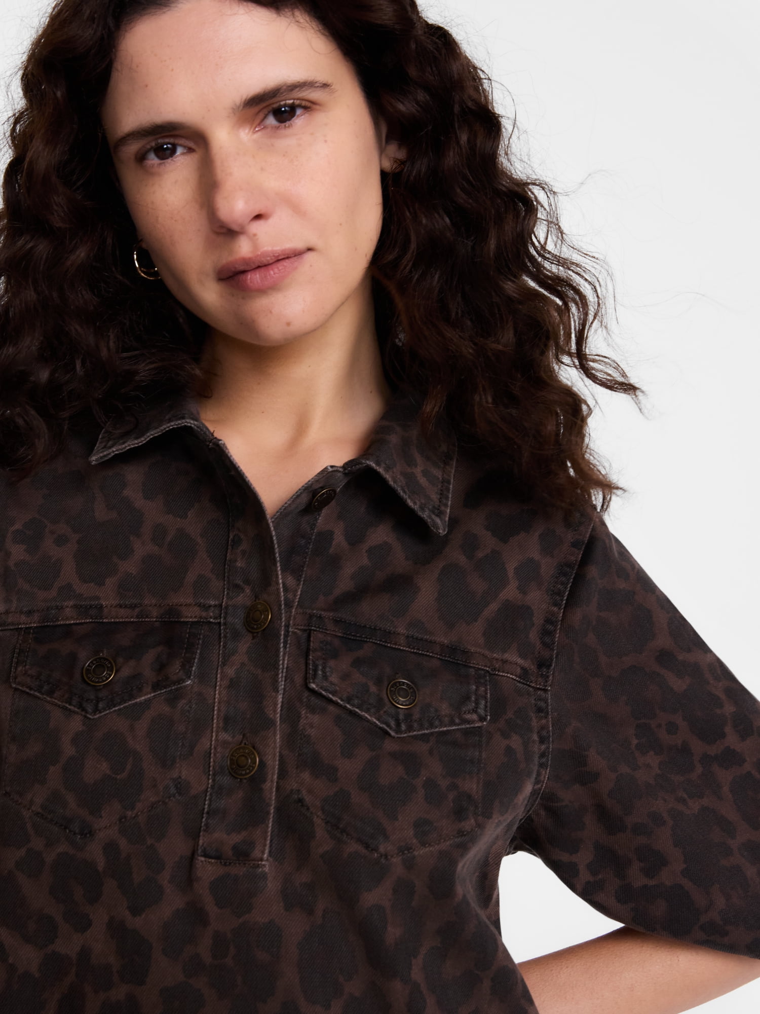 Scenario Women's and Women's Plus Printed Denim Dress, Sizes XS-4X