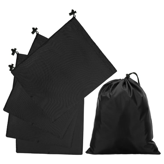 Uxcell 5Pcs 210D Polyester Drawstring Bag with Toggle, 10 x 12 Inch Waterproof Travel Storage Bag Foldable Stuff Sack Cinch Sack for Gym Travel Hiking Yoga Clothes Organizer, Black