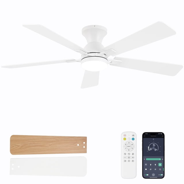 Ventilador de techo Dolavast de 52 pulgadas con luz y control remoto blanco
