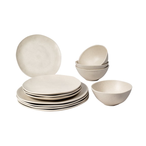 Organic Coupe Wheat PP Dinnerware Set - White - 12-Piece