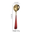 thumbnail image 2 of Cucharas de sopa de metal, cucharas de acero inoxidable para sopa, cucharas redondas coloridas para cena, cucharas de mesa gruesas con mango corto, Juego de 4, 2 of 5