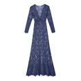 thumbnail image 4 of Puntoco Vestido De Mujer Con Encaje Y Pestañas, Manga Corta, Cuello Redondo, Azul Oscuro Xxxl,Regalos Para Mujer Joven, 4 of 5