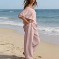 thumbnail image 5 of Sheghy Short Sets for Women Plus Size Women Casual Solid Boho 2 Piece Set Off Shoulder Loose Top & Wide Leg Pants Loungewear Vacation Outfit, 5 of 8