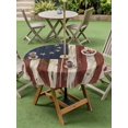 thumbnail image 4 of Outdoor Tablecloth with Umbrella Hole for Patio/Picnic/Party/Camping, Vintage American Flag Waterproof Table Cloth Round Cover Washable, USA Flag Retro Blue Red (Dia 54"), 4 of 9