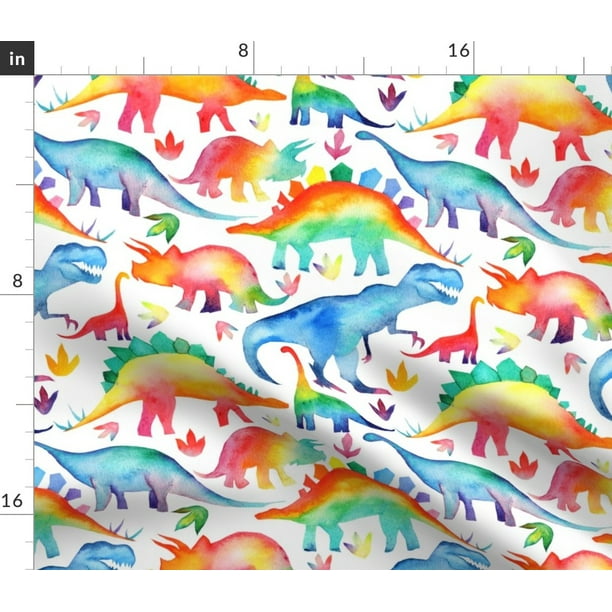 Download Rainbow Dino Nursery Watercolour Dinosaurs Fabric Printed By Spoonflower Bty Walmart Com Walmart Com