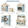 thumbnail image 2 of Robud 4 Groups Play Kitchen Playset Kids, Wooden Kitchen Set with Realistic Sound, Ice Maker, Fridge, Oven, Washing Machine, Pretend Play Toy Kitchen Set, Gift for Boys Girls, Blue, 2 of 8
