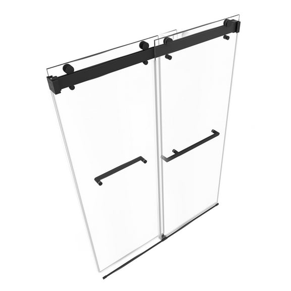 KFFKFF Frameless Sliding Shower Door, 48" W x 76" H, 3/8" (10 mm) Clear Tempered Glass with Smooth Operation, Durable Nano Coating, Includes Rail, Seal Strip, and Installation Kit