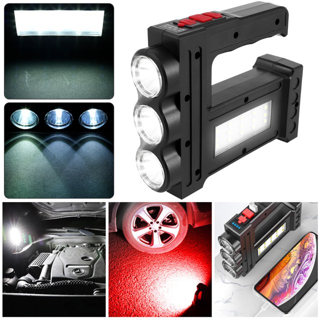 Linterna Led De 10W 500Lm Foco De Mano Reflector De Camping Recargable Por Usb Con Batería De 3500Mah Ipx4 Luz De Antorcha Impermeable Con 4 Modos De Iluminación Muyoka Hogar