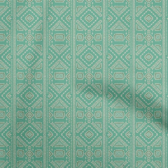 oneOone Silk Tabby Sea Green Fabric Geometric Quilting Supplies Print Sewing Fabric By The Yard 42 Inch Wide