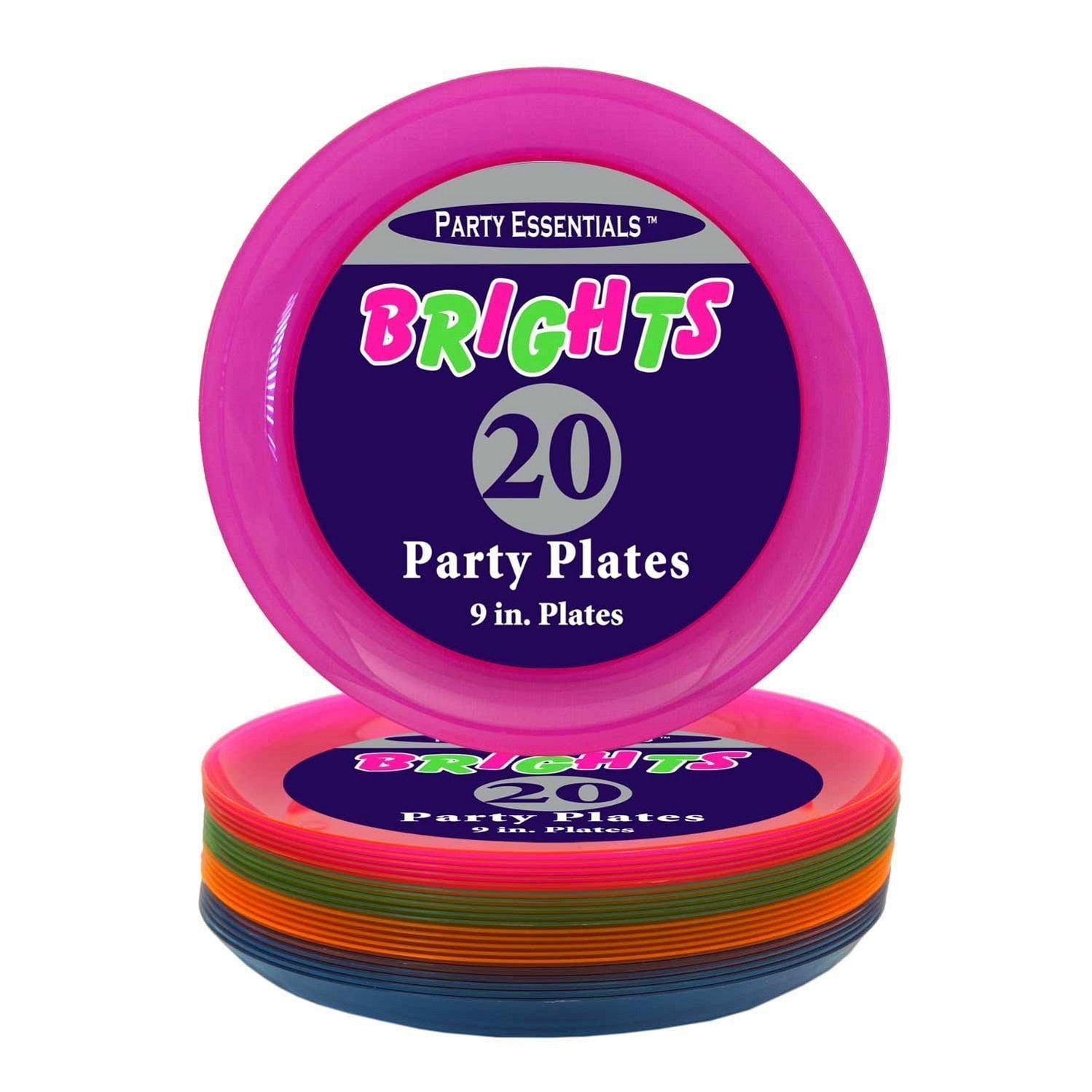 Neon Pink 20-Count Party Essentials Hard Plastic 6-Inch Round Party//Dessert Plates