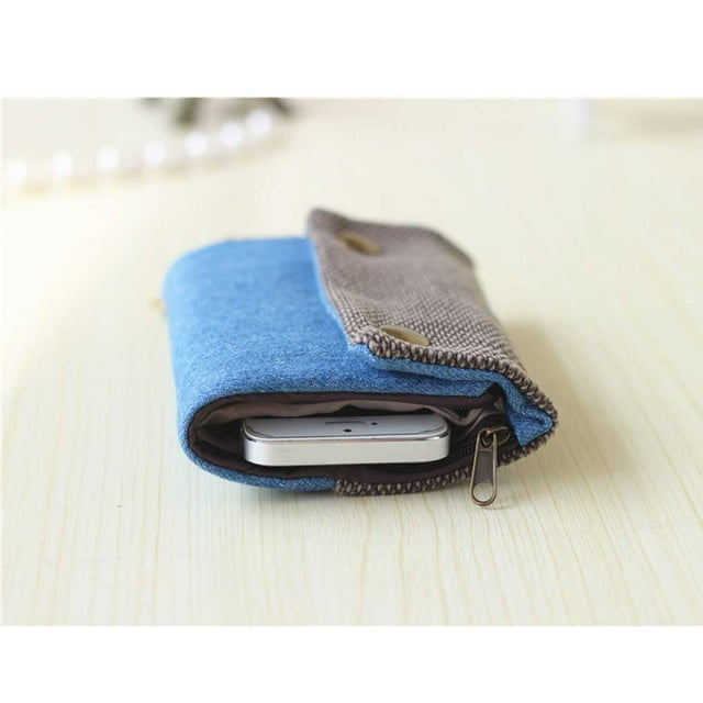 stanreset Women Canvas Short Wallet Girl Student Large Capacity Purse Multifunction Korean Style Credit Card Holder Key Coin Bag dark blue
