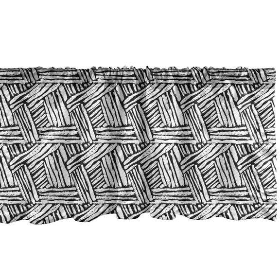 Ambesonne Black and White Window Valance, Classic Ink Art, 54" X 12", Black White