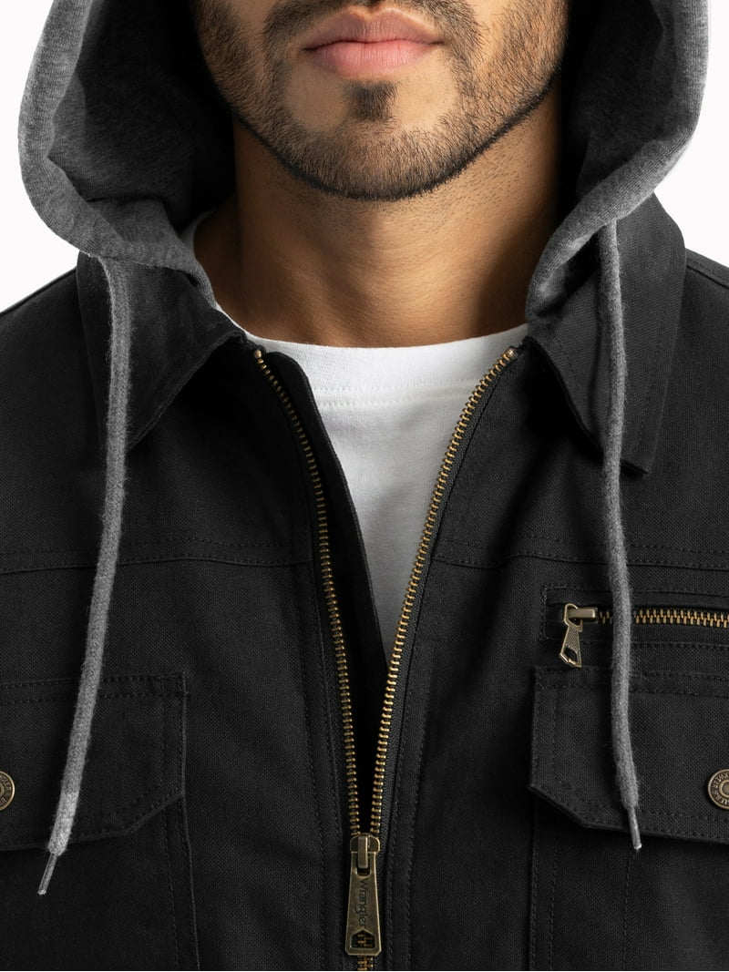 Wrangler Workwear Men's Quilted Lined Work Shirt Jacket with Hood