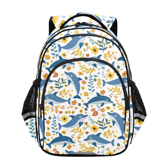 ALAZA Dolphins Sunflowers School Backpack Elementary Bag Bookbag Travel Rucksack