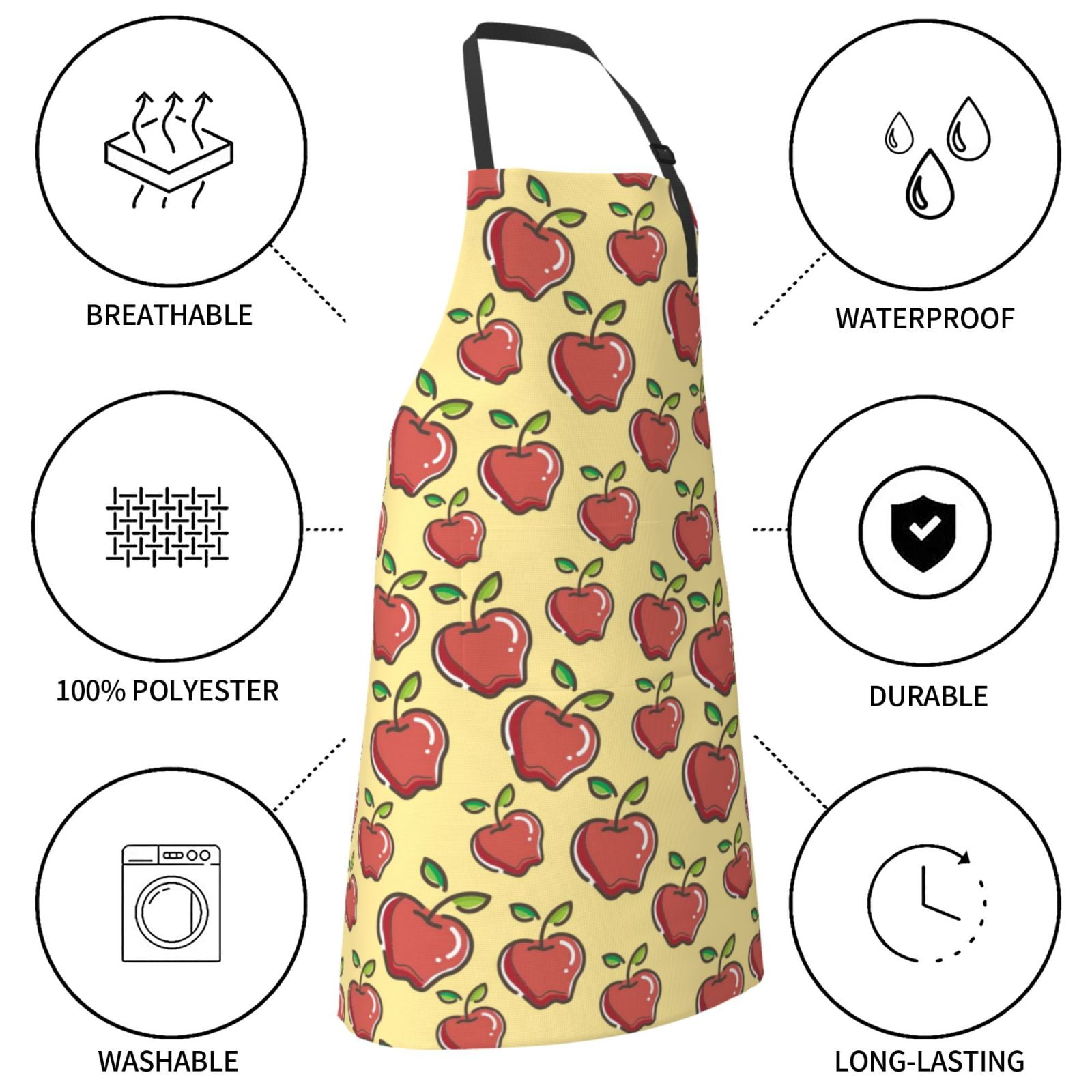 Kdxio Apple Apron with Pockets Adjustable Kitchen Aprons for Men Women Waterproof Aprons for Cooking,Drawing,Crafting, Baking Household Cleaning