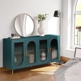 thumbnail image 4 of 59.8'' Rectangular Storage Cabinet Wood TV Stand with 4 Glass Doors Adjustable Shelves Gilded Iron Legs for Living Room Kitchen (Antique Blue), 4 of 9