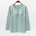 thumbnail image 2 of JIUKE Pajama Top for Women Striped Long Sleeve Shirts Crew Neck Casual Loose Pjs Tee Tops with Built in Bra, 2 of 4