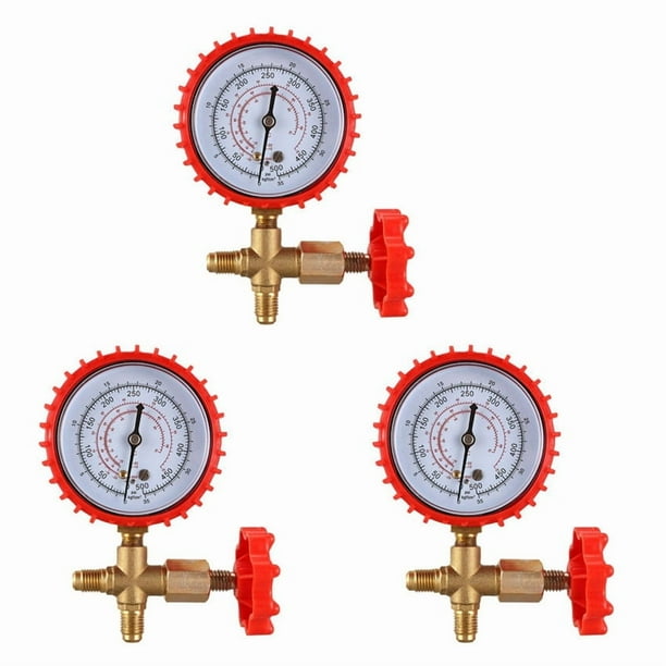 3X Indicador De PresióN De Refrigerante Indicadores De PresióN De Recarga De Aire Acondicionado VáLvula De ManóMetro De ManóMetro MúLtiple Para R12 R502 R22 R410 R134A