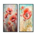 thumbnail image 2 of Designart "Illustration Spring's Red Poppy Blossoms I" Poppies Framed Wall Art Set Of 2 - Traditional Pink Framed Canvas Set For Living Room Decor, 2 of 6