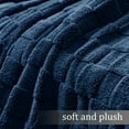 thumbnail image 2 of Exclusivo Mezcla Queen Size Flannel Fleece Blanket, Super Soft Warm Lightweight Checkered Pattern Blanket for All Seasons, Navy Blue, 90"x90", 2 of 8