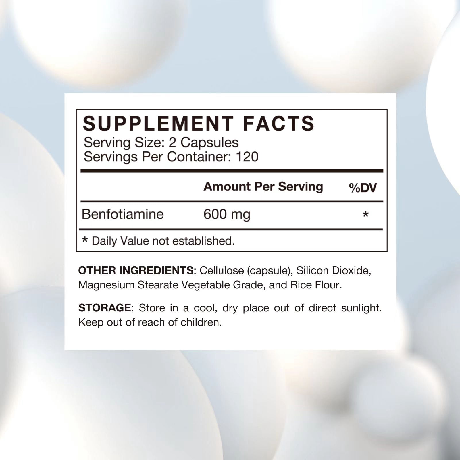 Vitamin B1 Benfotiamine Supplement 600mg, 120 Veggie Capsules 5X Time Fat-Soluble Thiamine, Max Boost Bioavailable Thiamine B1 Levels, Made in USA