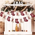 thumbnail image 4 of Christmas Sale! Merry Christmas Burlap Banner-Sock Shaped Christmas Decoration,Outdoor Indoor Hanging Decor,Rustic Christmas Decorations for Mantle Fireplace,Xmas Party Supplies Decoration, 4 of 6