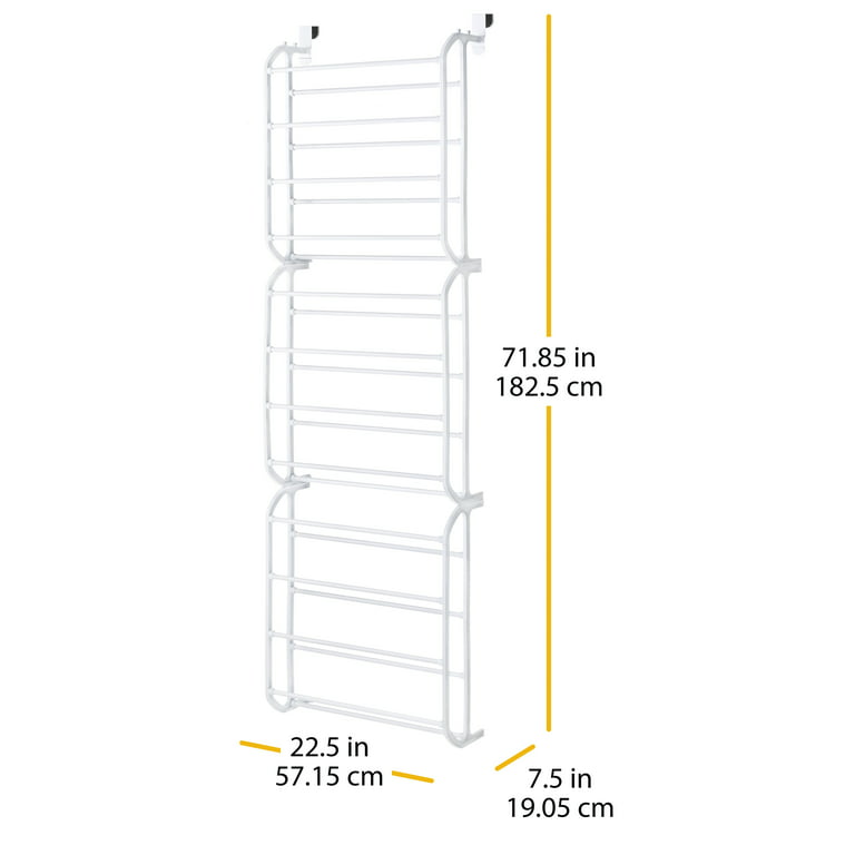 The Container Store 12-Tier Overdoor Shoe Rack White, 22-5/8 x 9-1/4 x 77 H