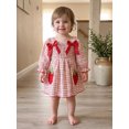 thumbnail image 6 of RUINIXCW Little Girl Plaid Dress Long Sleeve Square Neck A-line Dress with Bow Decor, 6 of 7