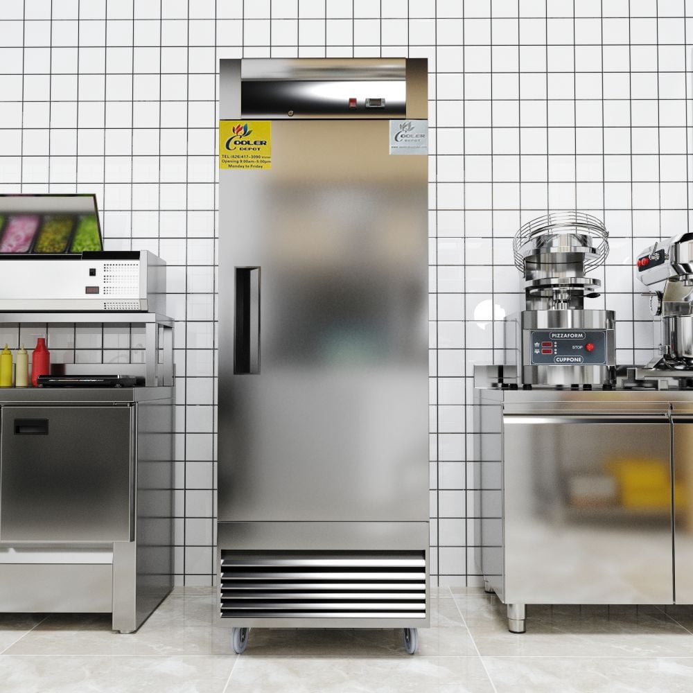 NSF commercial stainless-steel reach in refrigerator Frigorifico Commercial WC28RM single swing door Cooler Depot C28R
