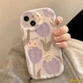 thumbnail image 3 of 3D Ond Borde Curvo Brillante Colorido Flores Frescas Carcasa Compatible Para iPhone 7Plus XR 11 14 12 13 Pro Max X 7 8 6s 6 Plus XS SE 2020 Funda De Tpu Suave A Prueba De Golpes, 3 of 4
