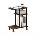 thumbnail image 5 of Furinno TURN-N-TUBE Side Table, 3-Tier C-Shape End Table with Wheels, Toolless Assembly Night Stand, Bedside Table with Open Shelf, for Living Room, Bedroom, Amber Oak/Black, 5 of 5
